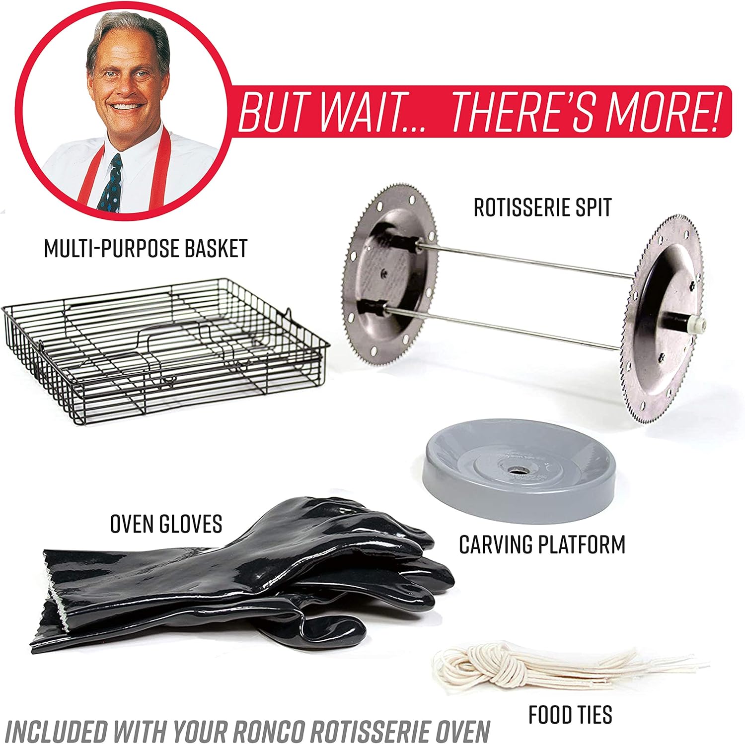 Ronco Showtime Large Capacity Rotisserie & BBQ Oven Modern Edition, Simple Switch Controls, Silicone Door Tie, Perfect Preset Rotation Speed, Self-Basting, Auto Shutoff, Includes Multipurpose Basket