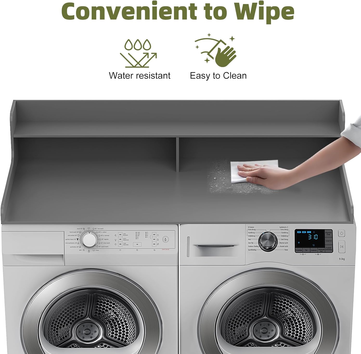 Washer Dryer Countertop with 2-Tier Shelf, 54