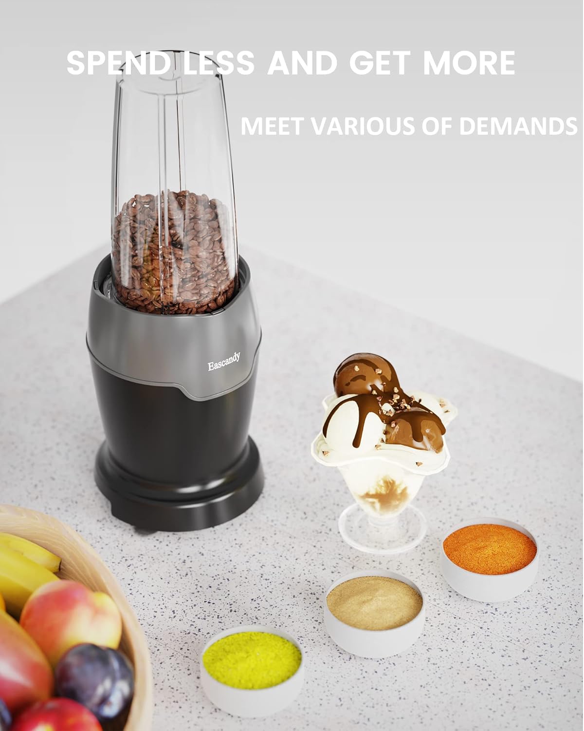Real 900W Watts Smoothie Blender for Shakes and Smoothies, 7 in 1 Set Personal Blender, Germany 3D Stainless Steel 6-Leaves Blades Smoothie Maker with 2 Pieces 24 OZ Tritan Sport Cups