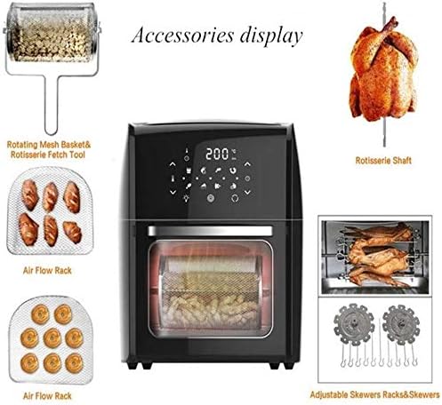 Air Fryer Electric Hot Oven Oilless Cooker LED Touch Digital Screen, 10-in-1 Countertop Oven with Dehydrator & Rotisserie, Preheat and Shake Reminder, Nonstick Basket, 9.5 QT-Black