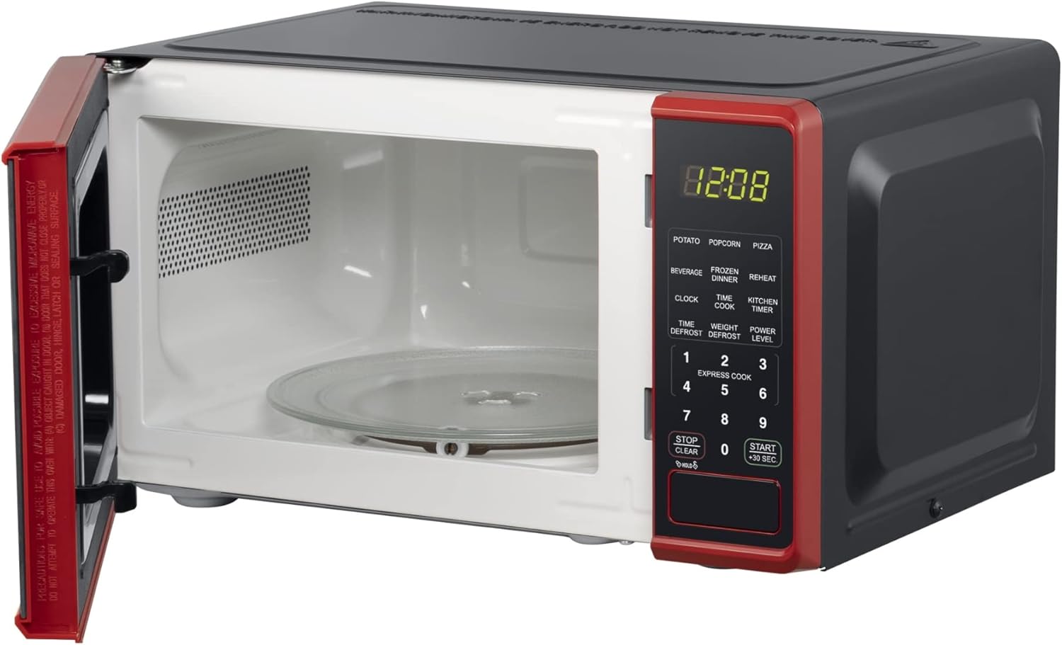 NAXXY Cu ft Compact Countertop Microwave Oven, Red 30-second one-touch option