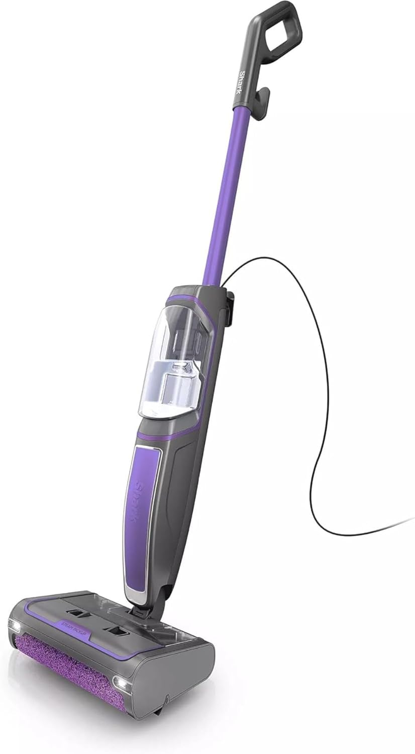 Shark Steam Pickup 3-in-1 Steam Mop Pickup Debris, Deep Scrubs, Steam, & Sanitizes Sealed Hard Floors - All At Once, Lightweight Steam Cleaner for Home with Sealed Hard Floors (Renewed) (Purple)