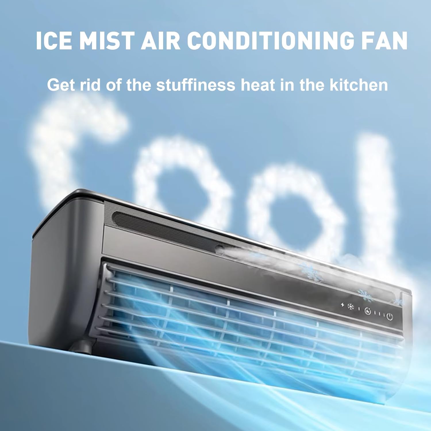 Wireless Charging Quiet AC No Drilling Kitchen Cooling Air Conditioning Three Wind Speeds, with Adjustable Spray Portable Wall Mounted Airs Conditioners Fan,for Home Office, Bedroom (White)