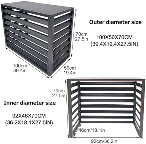 Air Conditioner Fence Air Conditioner Covers for Outside Units, All Weather Anti Theft AC Aluminum Condenser Protective Cover(Gray,100cm)