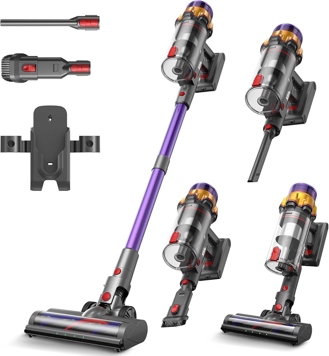 Xlife Cordless Vacuum Cleaner, 550W 48KPA Stick Vacuum Cleaners for Home, Wireless Vacumm with Self-Standing, Anti-Tangle Brush for Hardwood Floor/Carpet/Pet Hair-P12