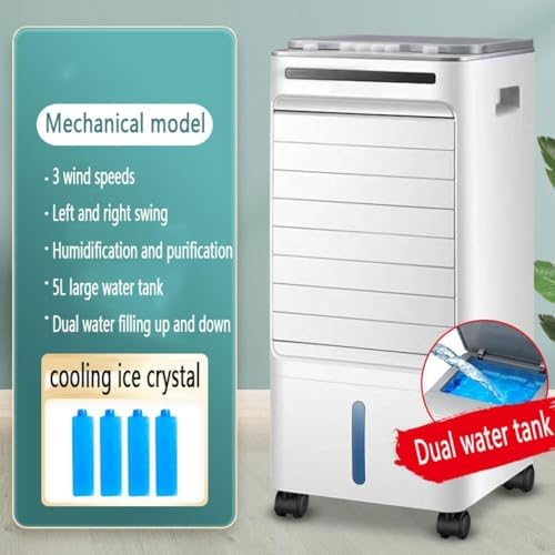 Portable Air Conditioner 4-in-1 Evaporative Cooling Fan, 3 Speeds, 60° Auto Oscillation, 7H Timer, Ice Box, Ultra-Quiet for Home, Office, Bedroom, and Camping