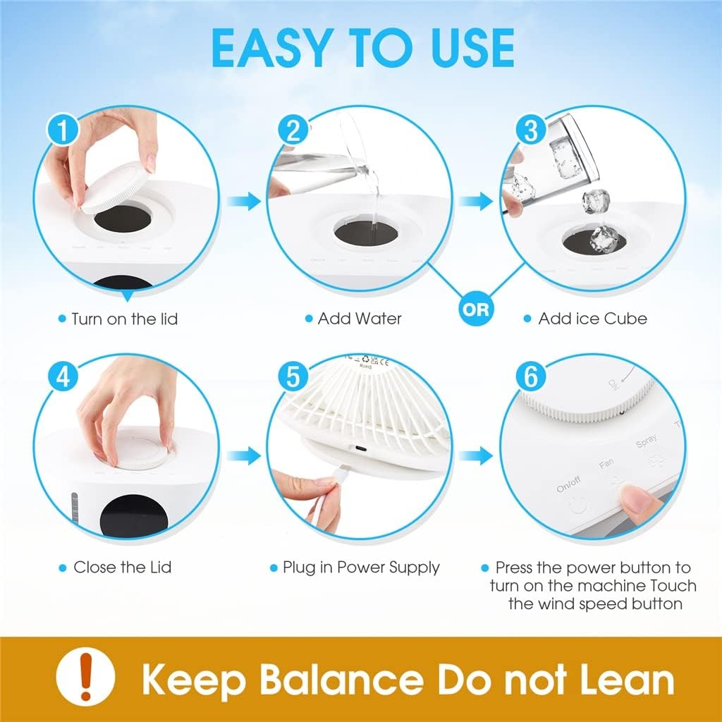 Mini Air Conditioner LED Display Fan Cooler Colorful Atmosphere Light Water Cooling Fan Home Office Portable (Color : White, Size : 22 * 27.5cm) (White 22 * 27.5cm)