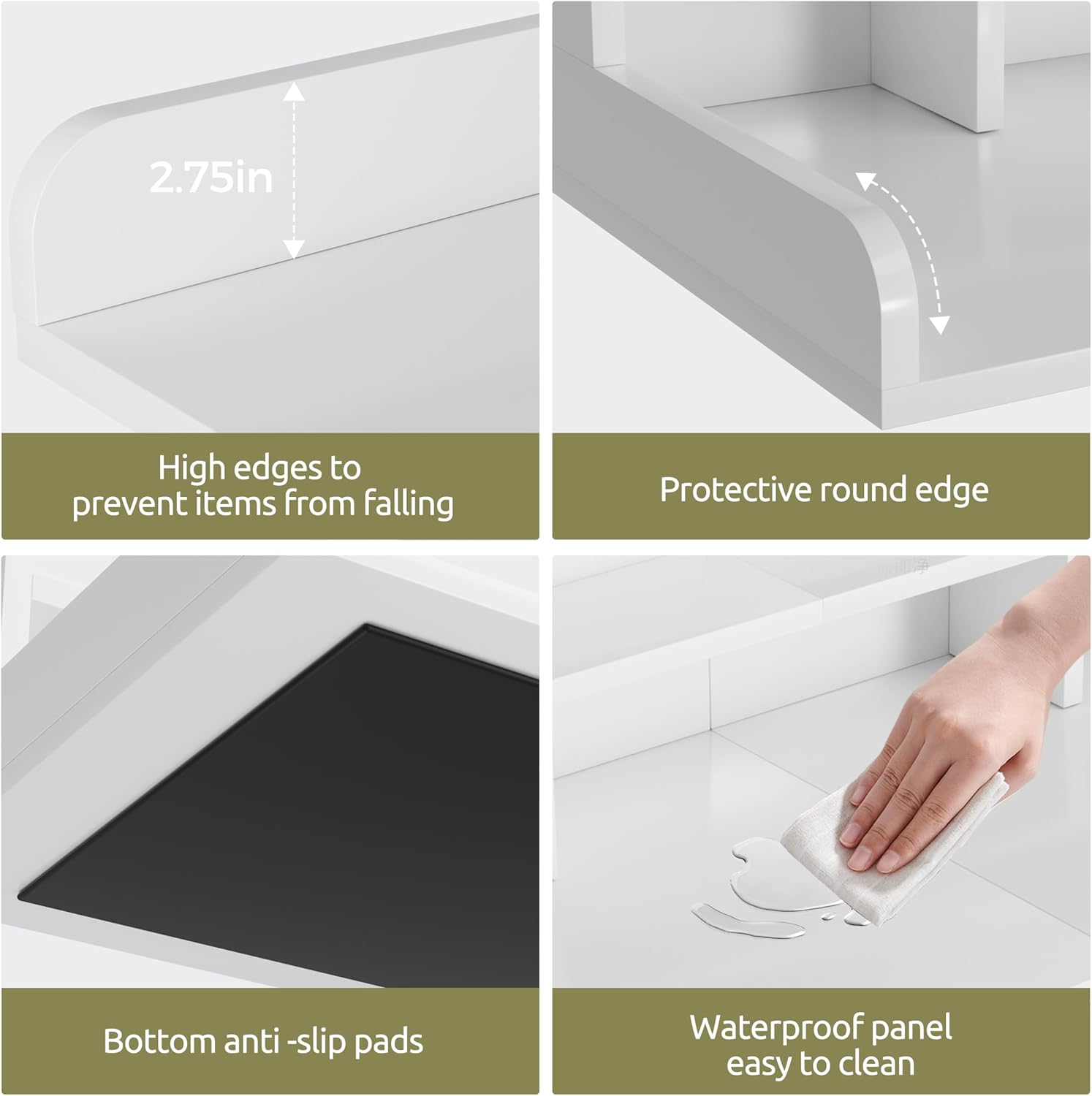 Washer Dryer Countertop, 2-Tier Laundry Countertop Over Washer and Dryer with Edge Rails & Non-Slip Pads, 54