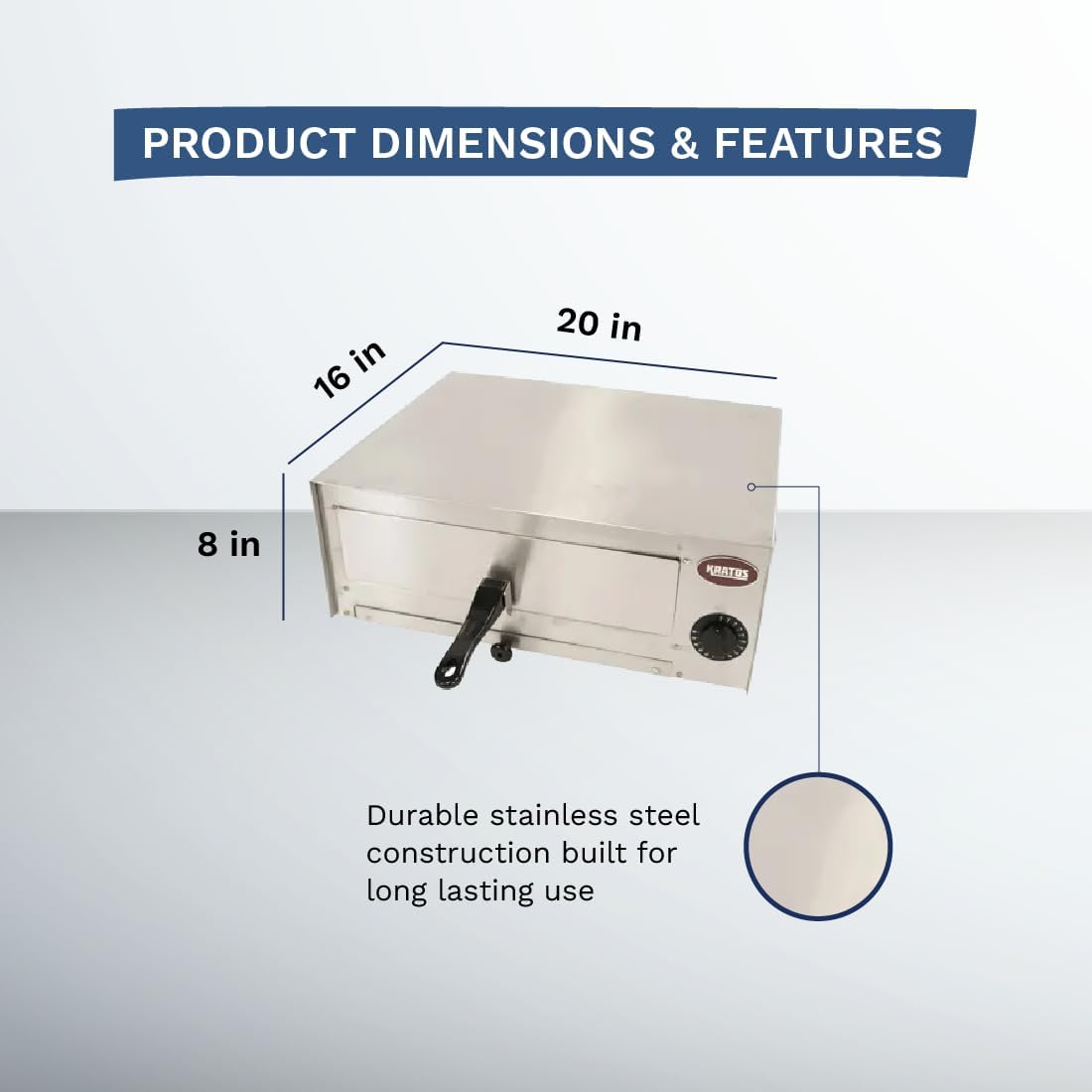 Kratos Commercial Countertop Pizza Oven | Stainless Steel Electric Pizza/Snack Oven with Timer | Fits 12