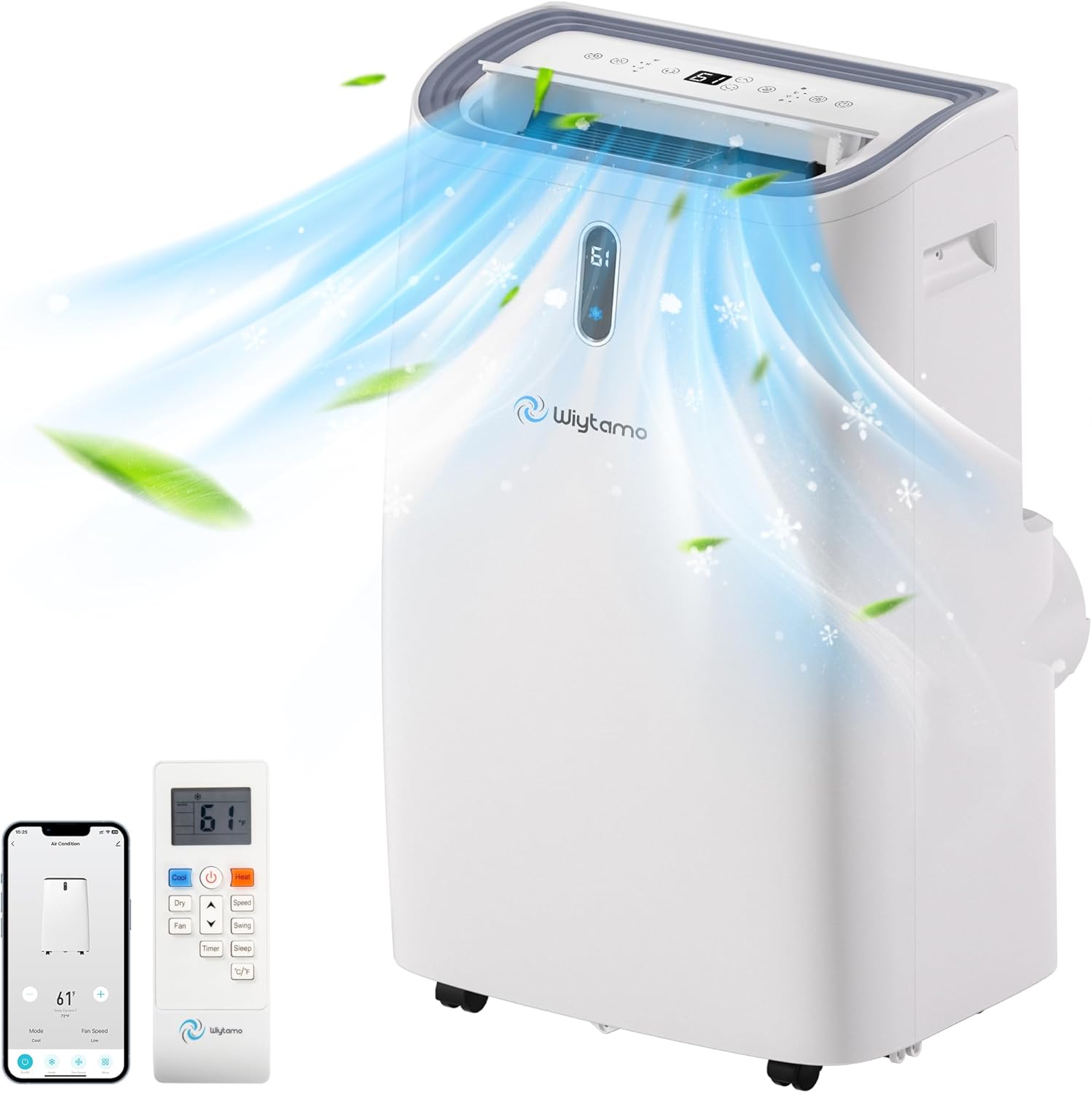 Portable Air Conditioners 14,000 BTU, Cool, Heat, Dehumidifier & Fan 4 in 1 Portable AC Unit, Room Air Conditioners Portable Up to 700 Sq.Ft, with WiFi & Remote/24 Hrs Timer/Auto Swing Fans