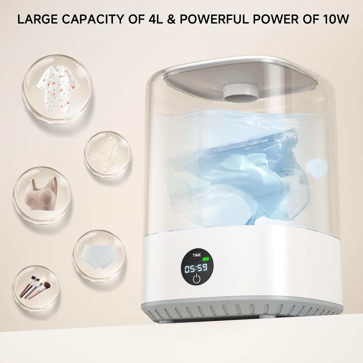 Underwear Washing Machine, 4L Mini portable washing machine, Socks, Baby Clothes, Upgraded Deep Cleaning in Apartments, Dorms, Travel, Quiet USB-Powered Operation