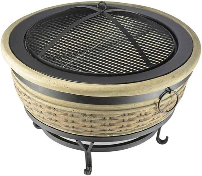 Firepit Fire Pit - Large Bonfire Wood Burning Firepit Bowl - BBQ Grill Metal Grate - for Outdoor Backyard Terrace Patio