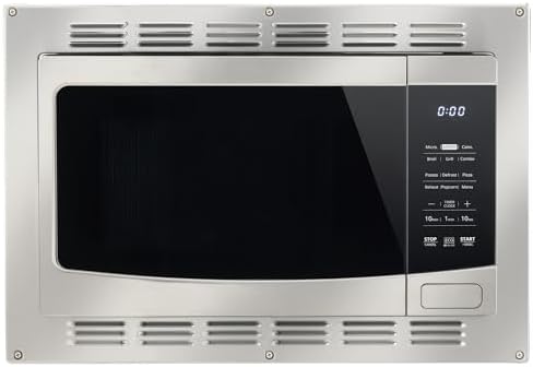 RecPro RV Kitchen Air Fryer & Convection Microwave with Trim Kit | 1.0 Cu. Ft. | 120V | 6 Cooking Modes (Stainless Steel)