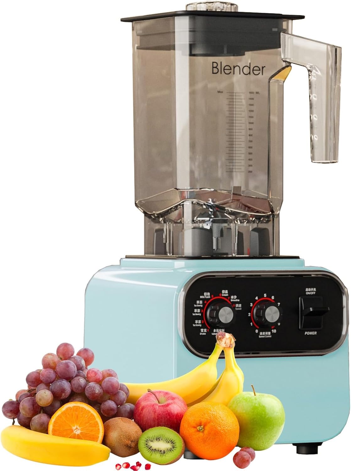 2L 1600W Blender Professional Heavy Duty Commercial Mixer Juicer 30000RPM Speed Grinder Ice Smoothies Coffee Maker (Color : Blue, Size : 110V)