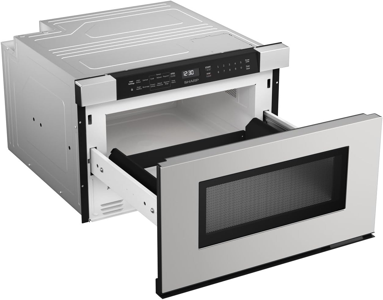 SHARP SMD2440JS Microwave Drawer Oven, 24-inch, 1.2 Cubic Feet, 950 Watt, Angled Touch Control Panel, Stainless Steel
