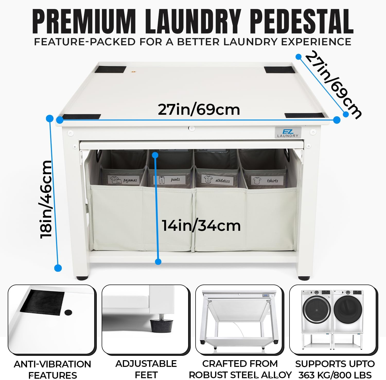 Washer and Dryer Pedestal with Pullout-Shelf - 27
