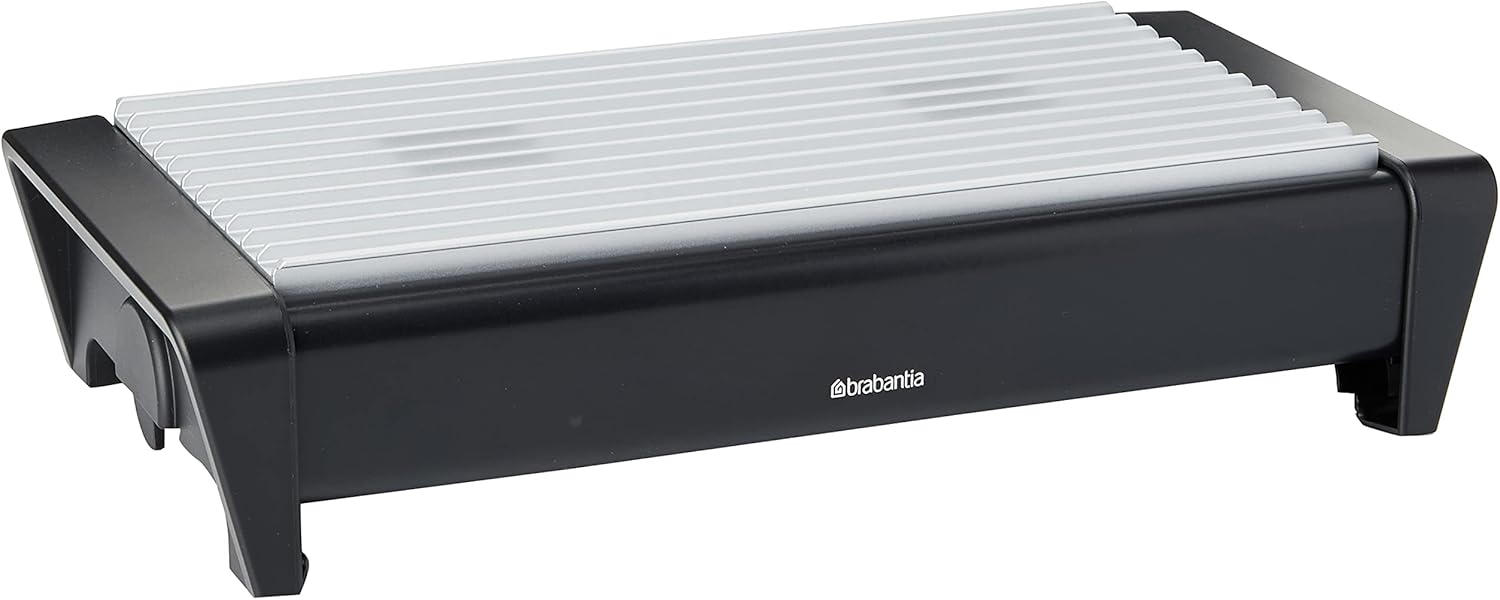 Brabantia 477140 Food Warmer, 2 Burner - Matt Black with Grey Grill, 40 x 20 x 10 cm