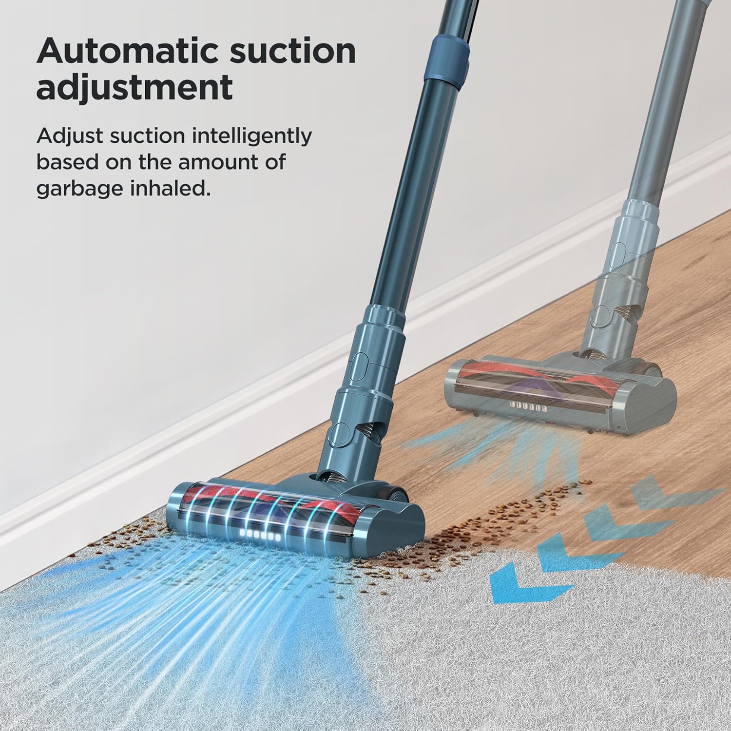 Cordless Vacuum Cleaner,33KPA/400W Powerful Stick Vacuum with Auto Suction Mode,Max 50Mins Runtime,LED Display,Rechargeable&Anti-Tangle,Lightweight Vacuum Cleaners for Home/Pet Hair/Carpets/Hard Floor