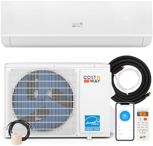 COSTWAY 12000 BTU Mini Split Air Conditioner & Heater, 208-230V WiFi Enabled 24 SEER2 Ductless Inverter AC Unit, Works w/Alexa, Cools Rooms Up to 750 Sq.Ft