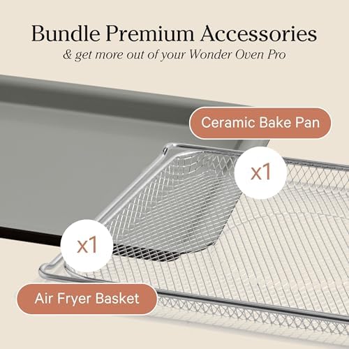Our Place Wonder Oven & Essentials Kit | 6-in-1 Air Fryer Toaster Oven with Steam Infusion | Countertop Convection Oven Combo with Extra Bake Pan & Air Fryer Basket | Non-toxic, PFAS-Free Duo | Char