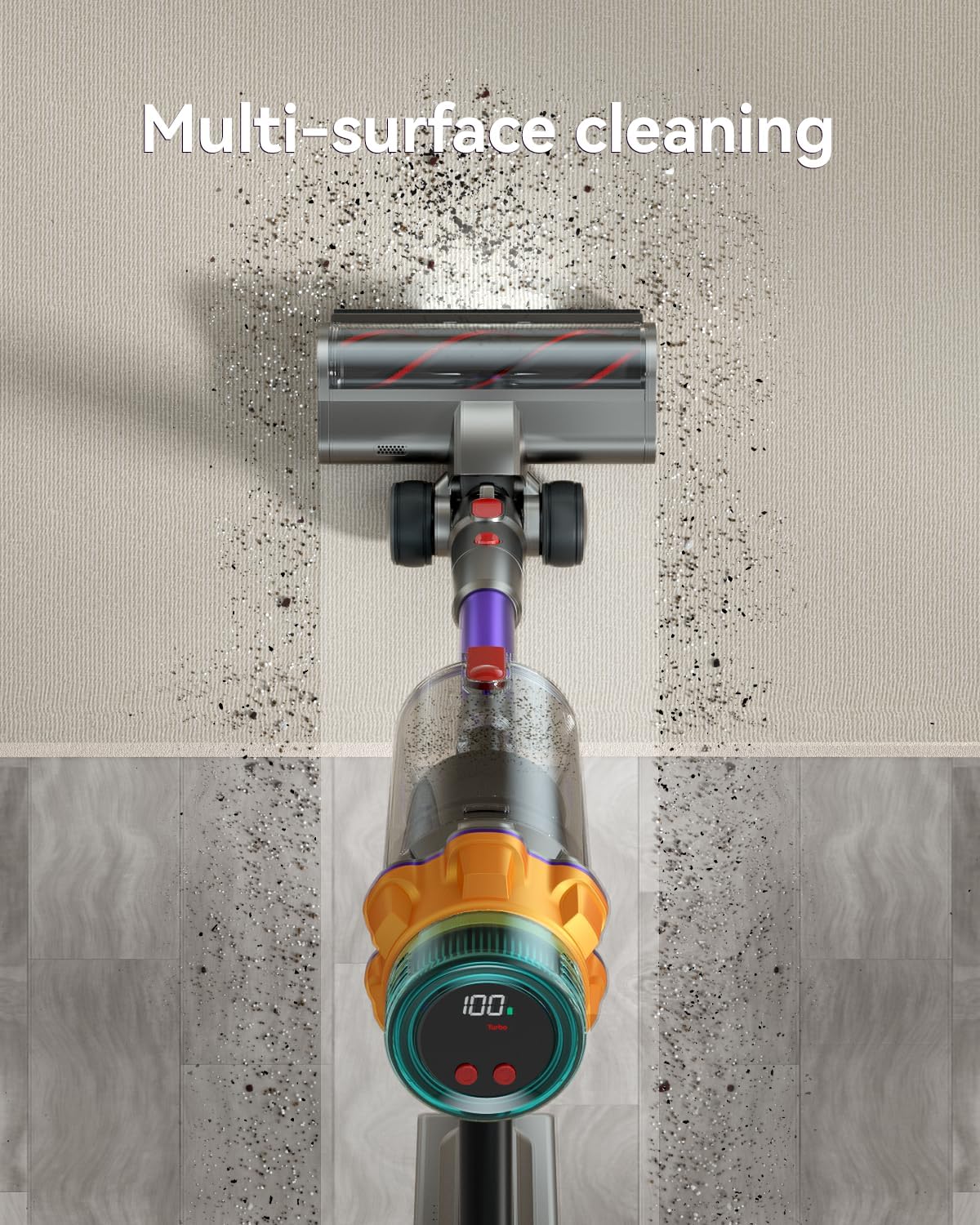 Cordless Vacuum Cleaner, 50KPA 600W 65Mins Extra-Large Dust Cup Cordless Stick Vacuum, Rechargeable Vacuum Cleaner with Self-Standing, Vacuum Cleaners for Home, Hardwood Floor, Carpet, Pet Hair