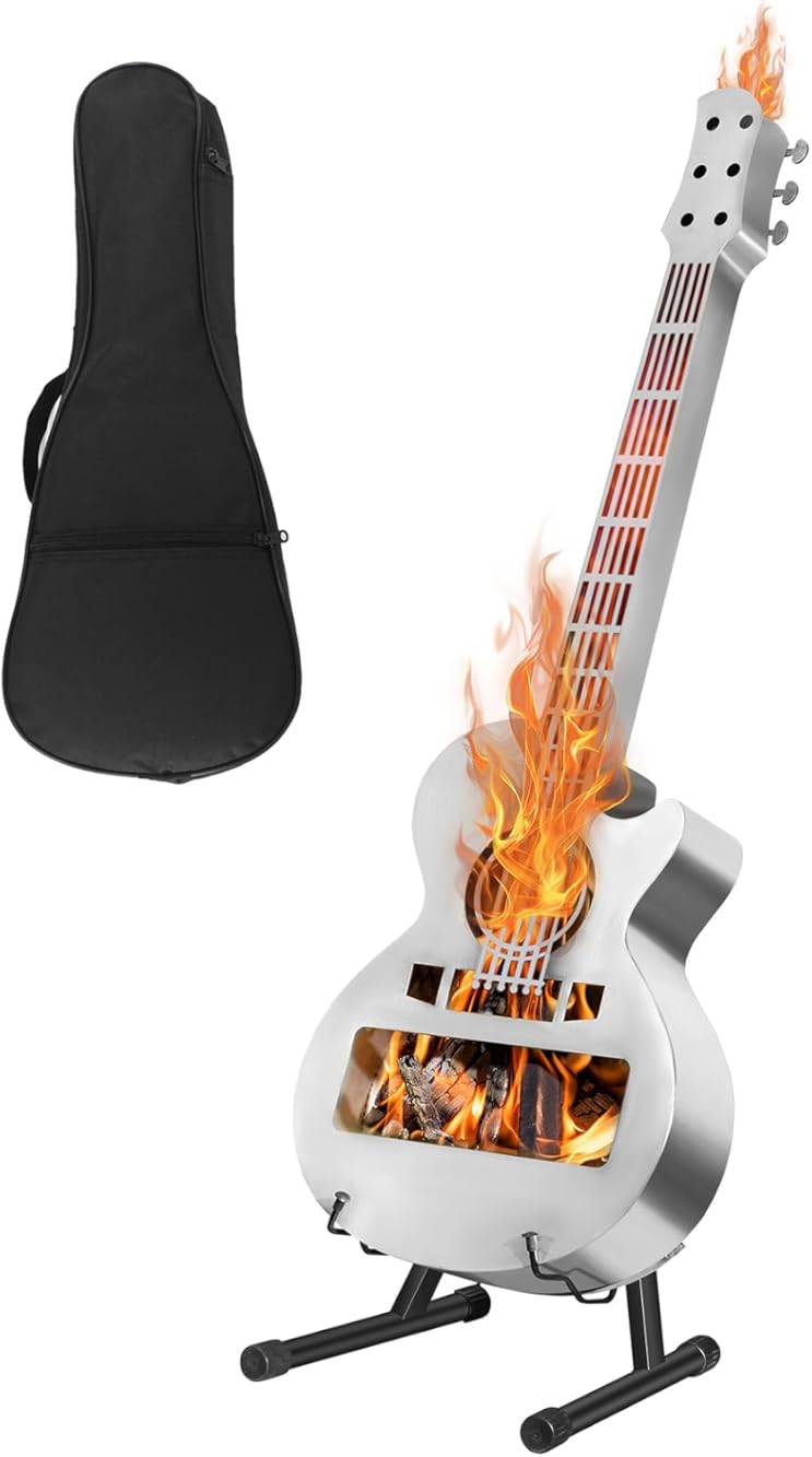 Guita Fire Pit Outdoor Solo Stove Stainless Steel Wood Burning-Includes Removeable Ash Pan,Stand and Carry Bag for Patio Yard Camping,Garden Picnic,Heating,Bonfire