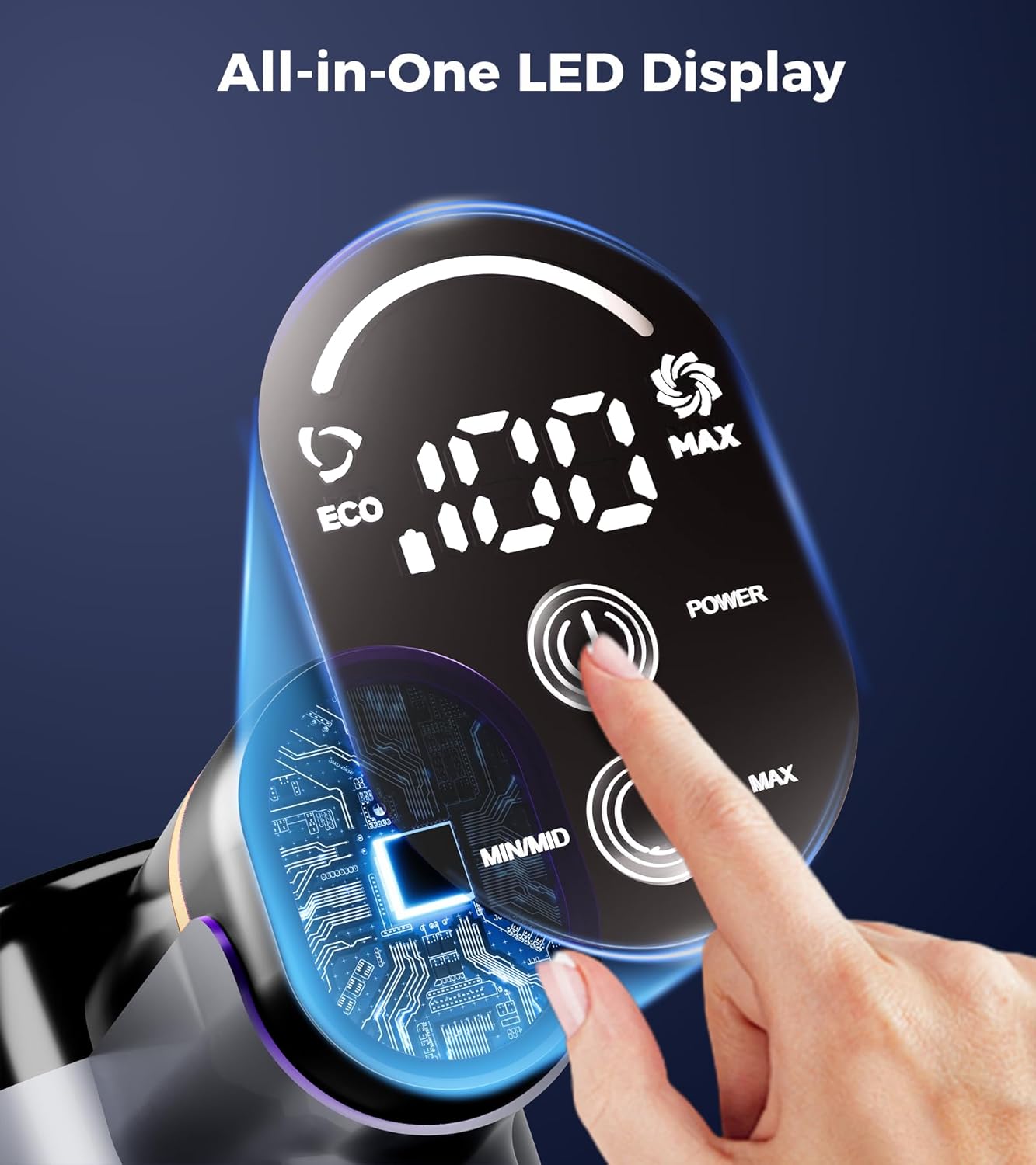 Cordless Vacuum Cleaner, 500W 40Kpa 60Mins Vacuum Cleaners for Home, Anti-tangle Stick Vacuum with Self-Standing, Wall Mount Charging, LDE Display, Wireless Vacuum for Carpet Pet Hair Hardfloor