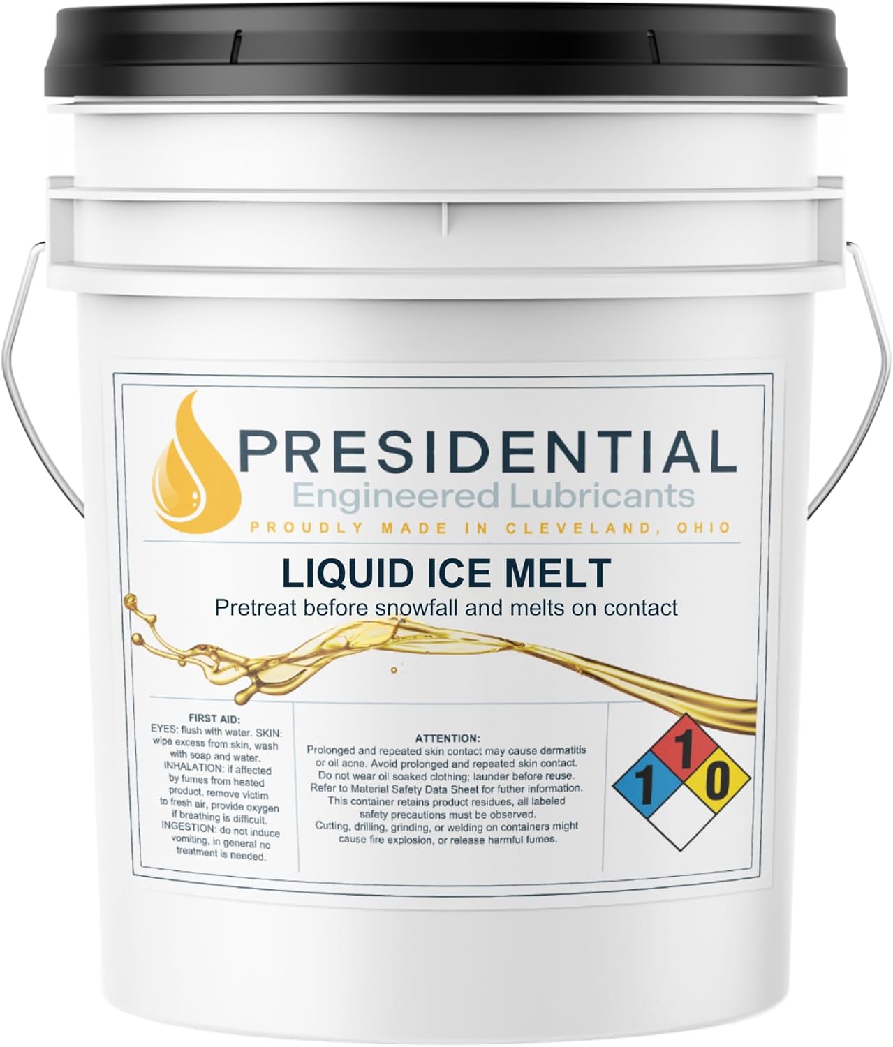 Presidential Liquid Ice Melt - Melts Snow & Ice on Contact - Pre-Treatment & Deicer - Safe On Grass, Plants & Metal - -36°F Freeze Point - Corossion Inhibitor - Made in USA - 5 Gallon