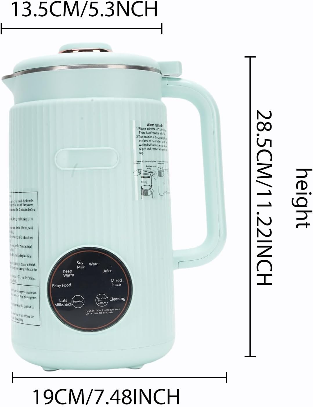 Irishom Nut Milk Maker, Soy Milk Maker Programmable Blender with Digital Display 12 Stainless Steel Blades Auto Cleaning 8H Keep Warm Function (Green)