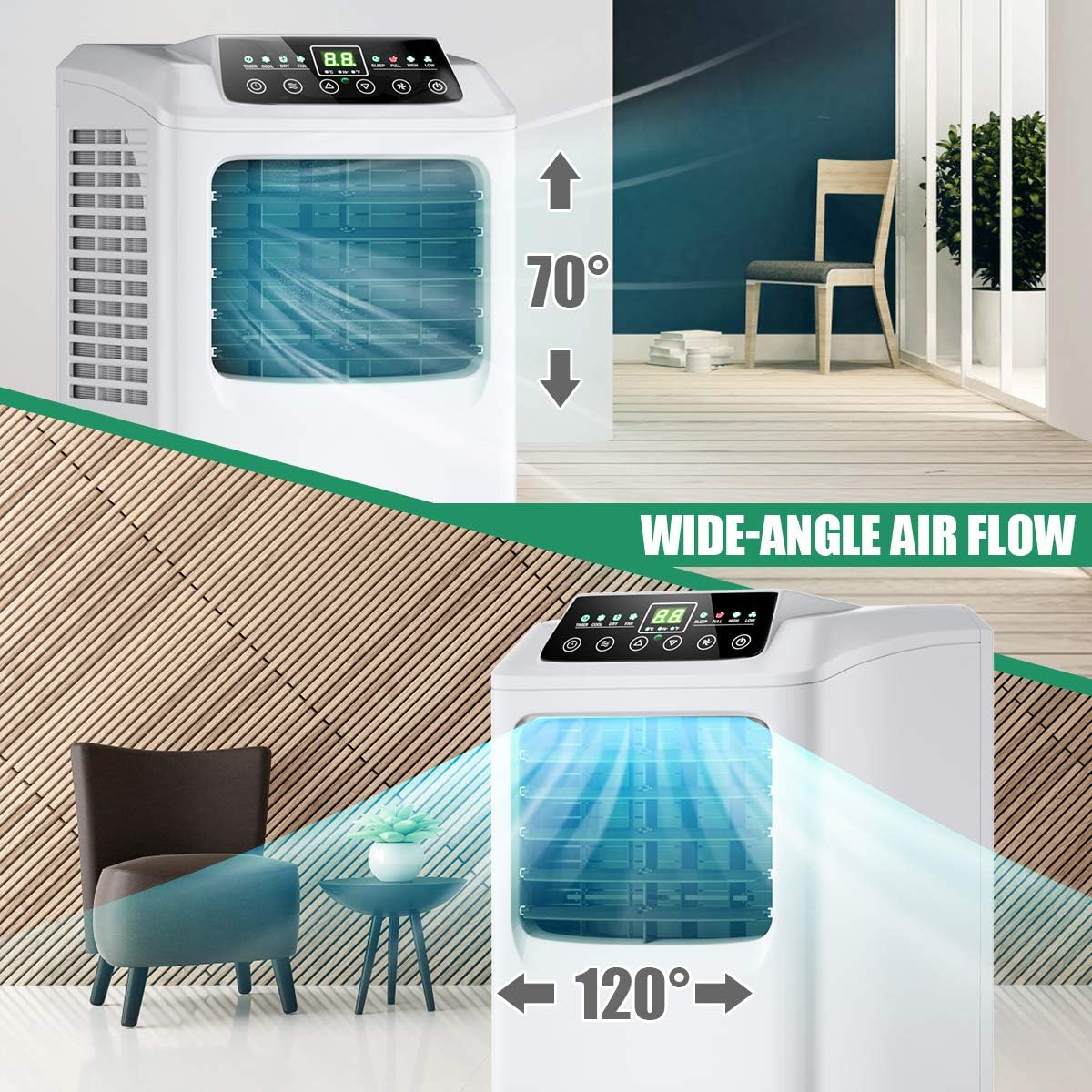 Portable Air Conditioner Easy-cool 3-in-1 Floor AC Unit with Dehumidifier,Fan Modes,Remote Control,Complete Window Mount Exhaust Kit for Rooms