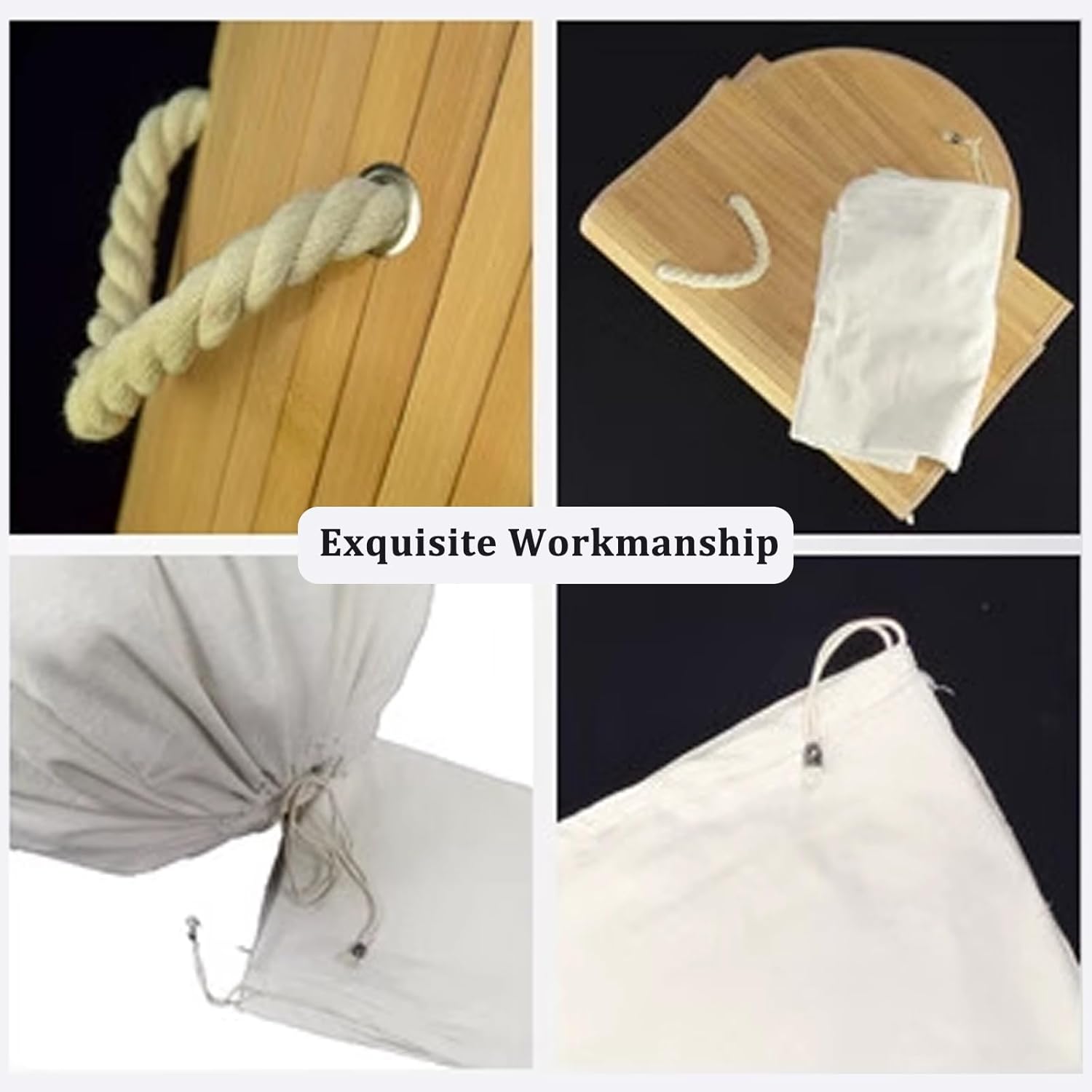 Laundry Hamper with Lid, Bamboo Laundry Basket with Handles, Removable Machine Washable Laundry Basket, for Laundry Room, Bedroom, Bathroom(Brown,Round)