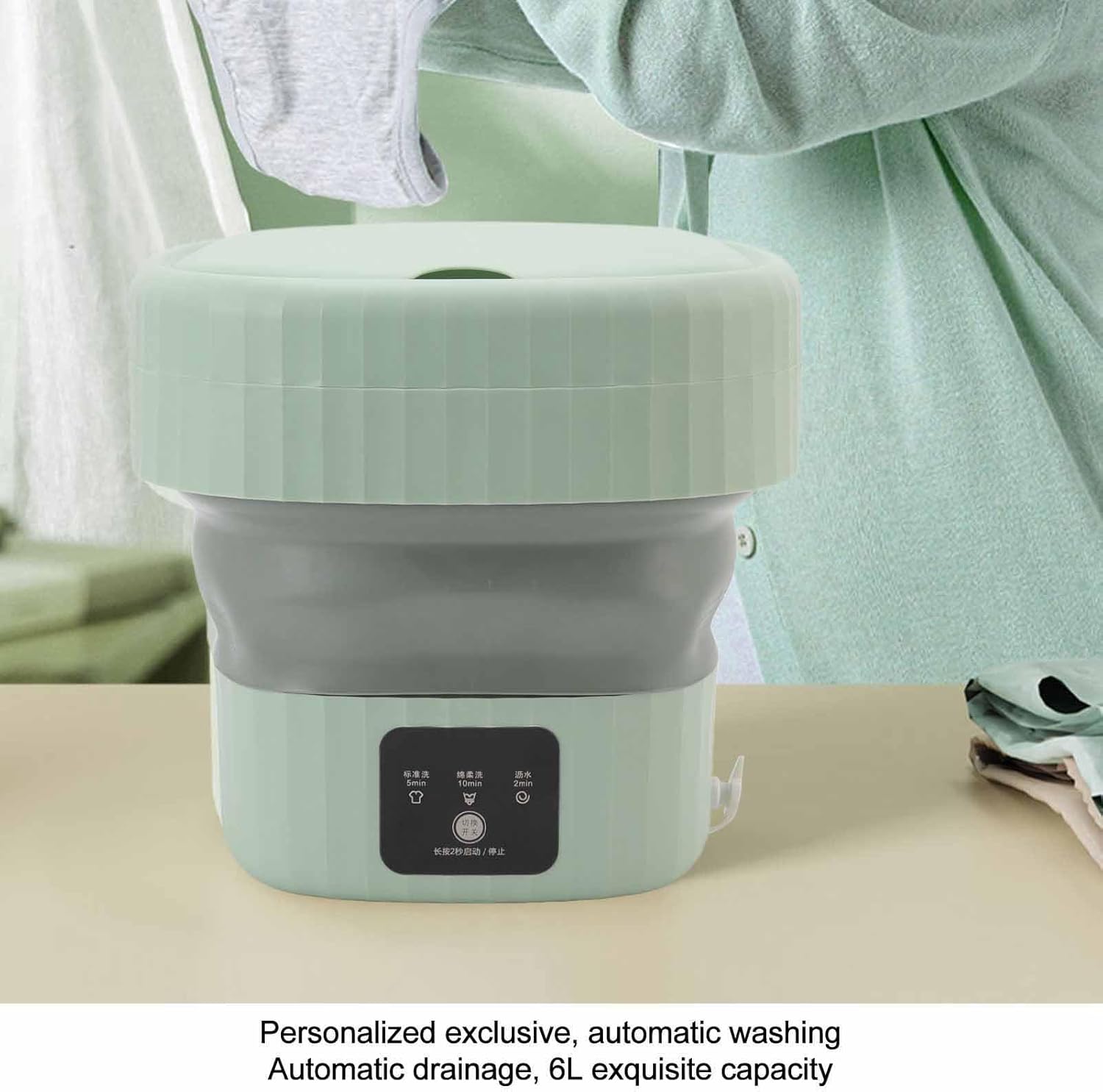 Portable Washing Machine,USB Powered Mini Turbo Washing Machine, Mini Compact Twin Tub Washing Machine Laundry Washer,Low Noise Foldable for Apartment Dorms RV Camping(US plug-green)