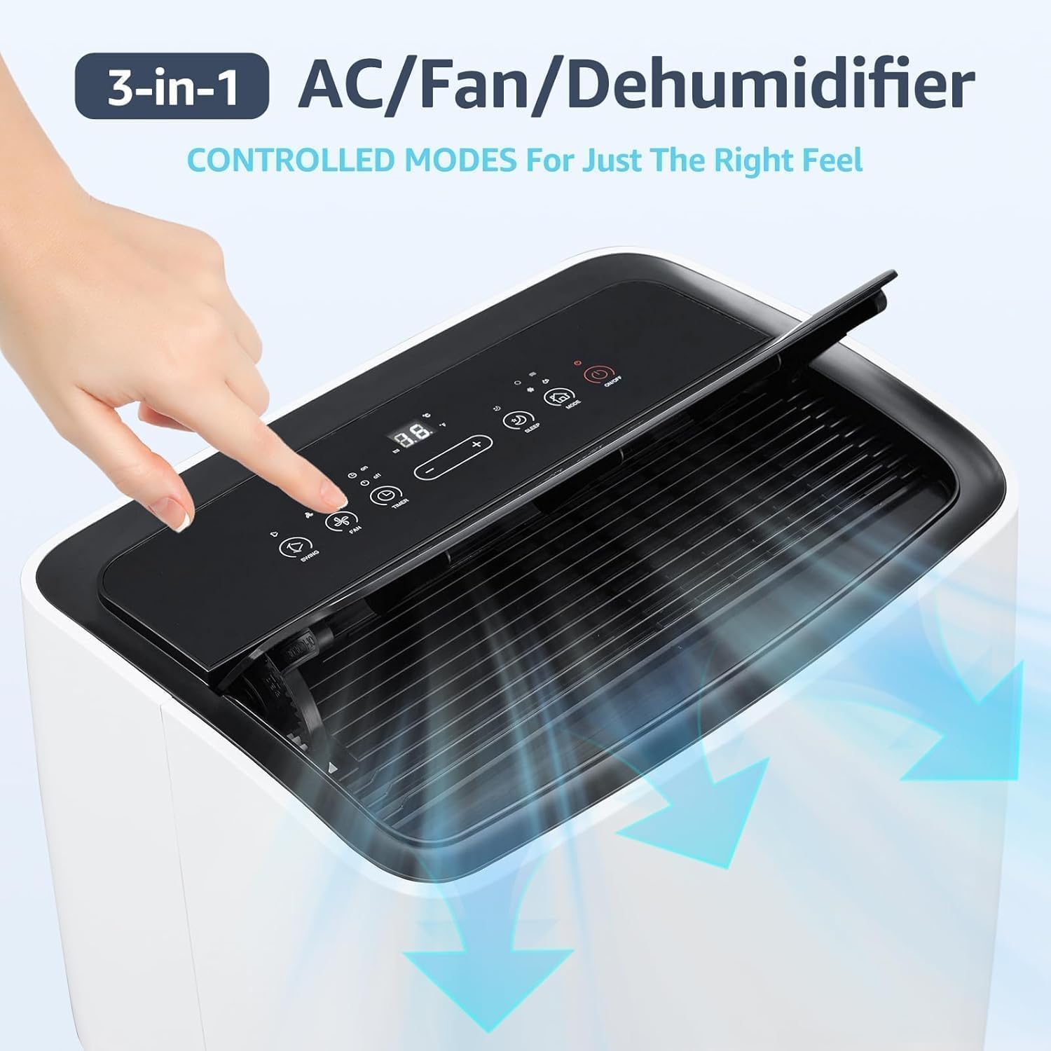 Portable Air Conditioner with Cooling, Dehumidifier and Fan Functions, 12000 BTU Standing Cooling, Cools Up to 600 Sq. Ft., LED Display, Remote Control and Window Venting Kit Included