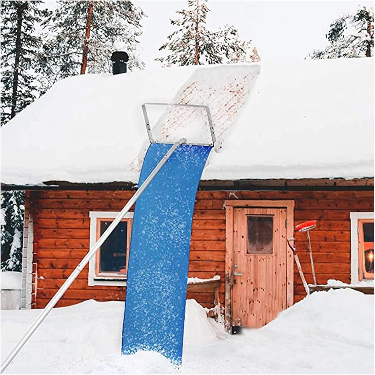 Snow Rake Snow Rakes Roof, Telescoping Roof Snow Rake, Heavy Duty Aluminum Pole of Roof Rakes, Easy to Assemble, Easy Heavy Snow Removal for Standard Asphalt Shingled