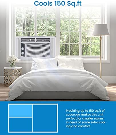 Window Air Conditioner, 5000 BTU Window-Mounted Room Air Conditioners Cool up to 150 Sq. Ft, Mechanical Control Panel AC Unit with Complete Install Kit, 2 Efficient Cooling & Fan Settings, 115V