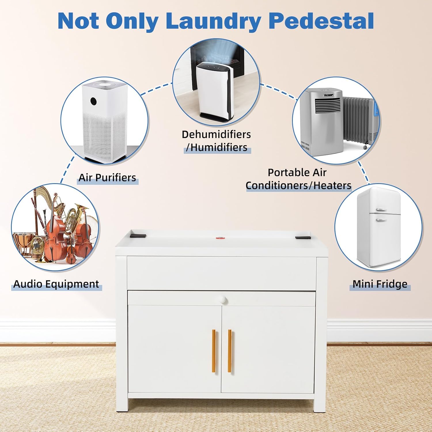 2 Pack Laundry Pedestal, 700 LBS Capacity Washer Dryer Pedestal, Heavy Duty Shock-Proof Washer Stand, Laundry Dryer Stand with Pull-Out Shelf Hidden Storage Drainage (Beige)