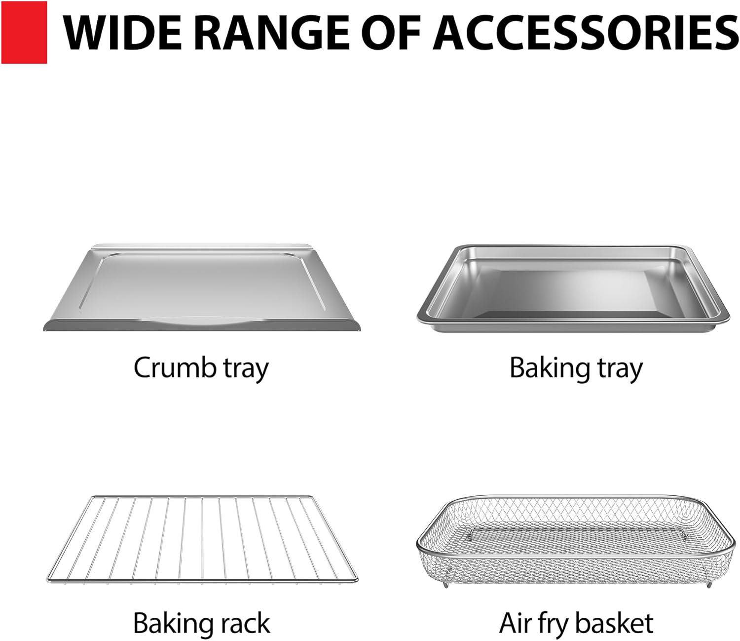 TOSHIBA ChefFry Air Fryer Toaster Oven Combo, 26.4 QT Large Capacity, 12-in-1 Countertop Toaster Oven, Stainless Steel