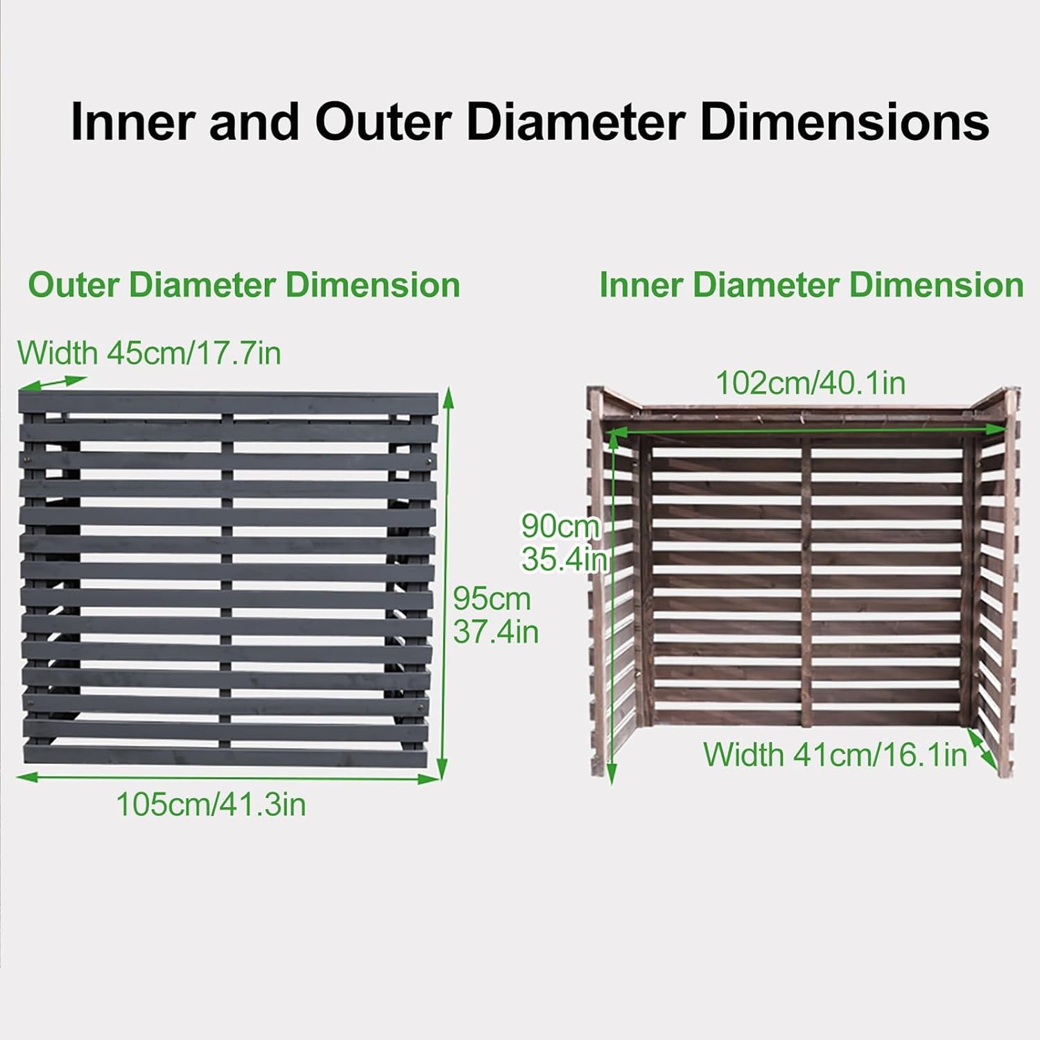 Air Conditioner Fence Screen Outdoor, Wooden Split AC Cover for Outside Units, Shelf Plant Stand for Outdoor, Garden (Color : Black, Size : 105x95x45cm)