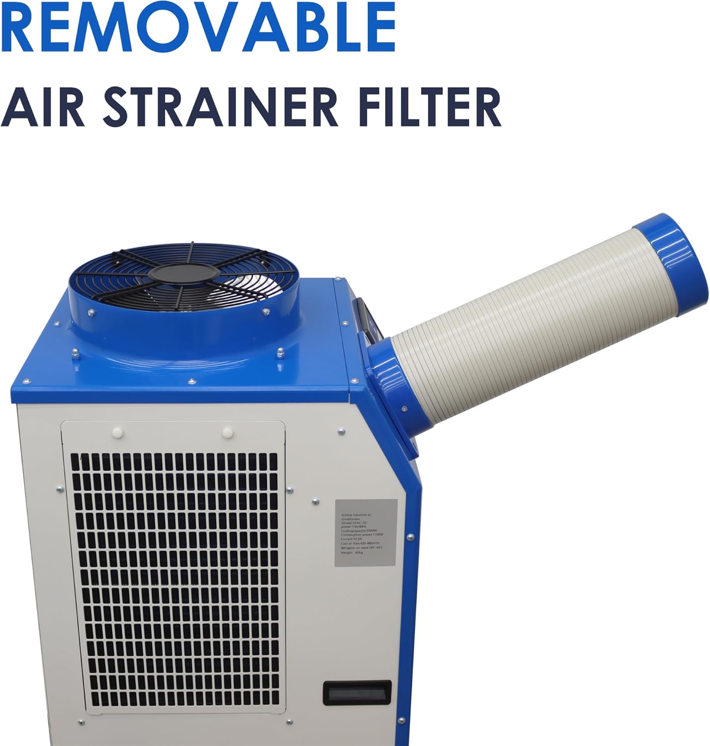 11900 BTU Industrial Portable Air Conditioner Single Nozzle Mobile Spot Cooler with 3.7 Gal Water Tank Automatic Control 480m³/h 110V 1400W