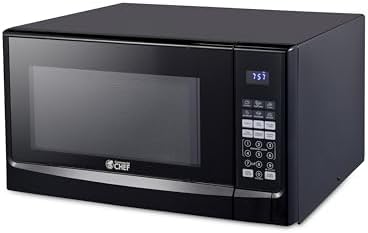 COMMERCIAL CHEF 1.4 Cubic Foot Microwave with 10 Power Levels, Small Microwave with Push Button, 1100 Watt Microwave with Digital Control Panels, Countertop Microwave with Timer, Black