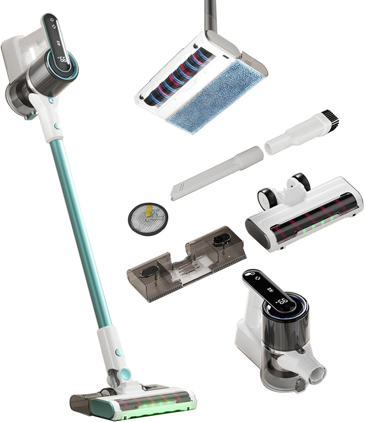 Cordless Electric Mop with Cordless Vacuum Cleaner, 2025 Electric Mops for Floor Cleaning, Powerful Spin Mop (Green )