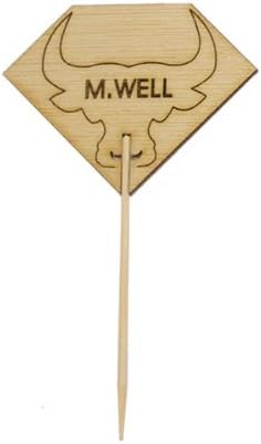 PacknWood 209BBRUMPYMW 3.7 in. Diamond Shaped Medium Well Steak Marker with Bull Head- Pack of 1000