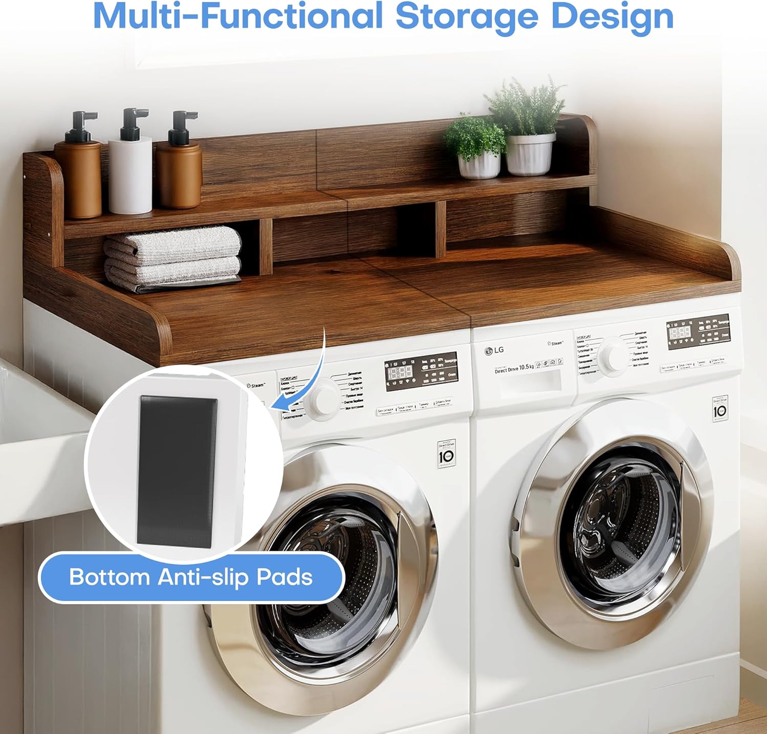 Washer Dryer Countertop with Shelf, 54