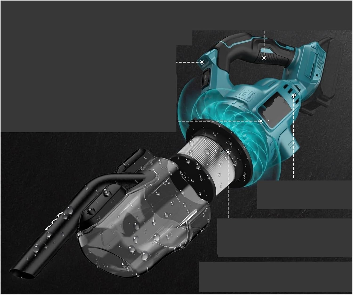 Handheld Cordless Vacuum with 6pcs Tubes & 2pcs Filter, Compatible for Makita 18V Battery, Electric Power Vacuum Cleaner (No Battery Included)