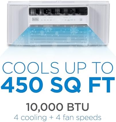 BLACK+DECKER 10,000 BTU Inverter Window Air Conditioner, Window AC Units for Up To 450 Sq. Ft., ENERGY STAR Rated AC Unit, Full Function Remote Control, White