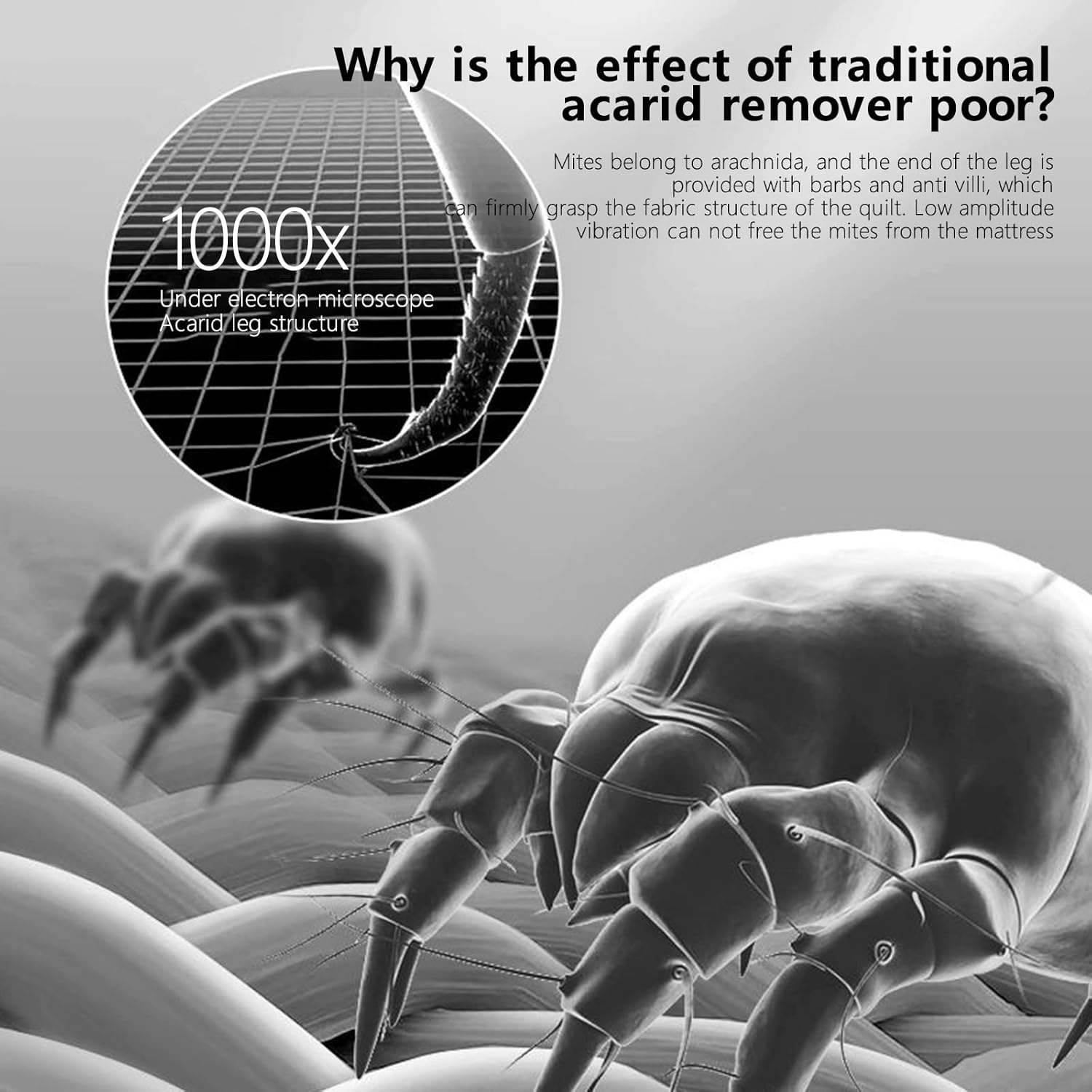 Bed Vacuum Cleaner, Mattress Vacuum Cleaner 7.5kpa Handheld Deep Mattress Cleaner High-Frequency Double Beat,Deep Cleaning, Suitable for Bedding,Sofa,Other Fabric Surfaces