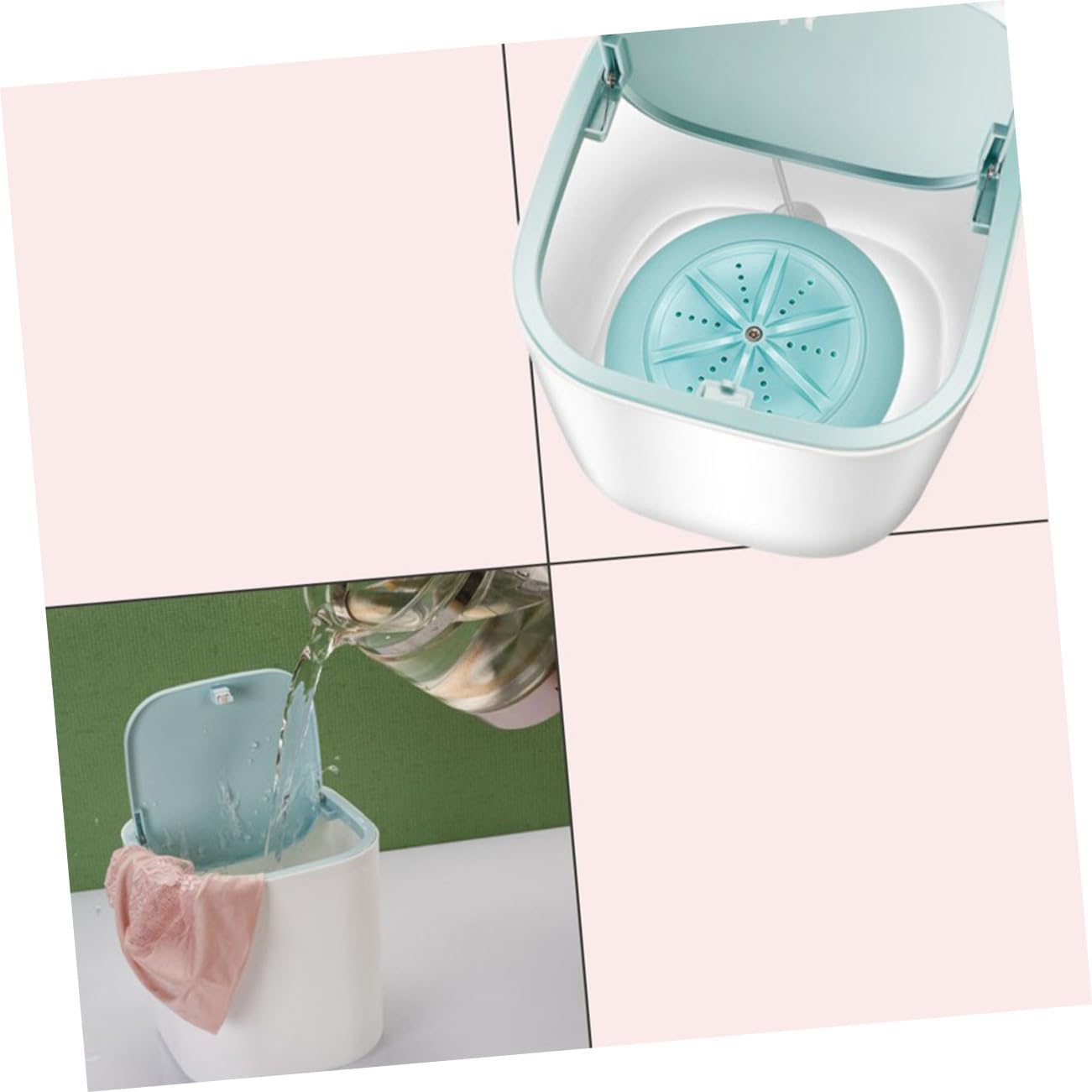 Veemoon Mini Washing Machine Portable Turbine Household Travel Great for Socks Clothes