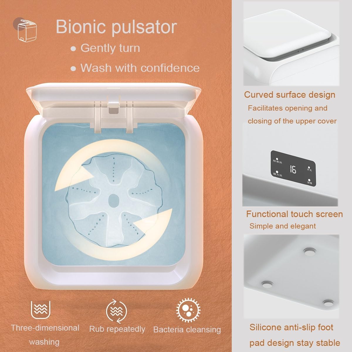 Portable Washing Machine 9.5X9X12in Small Washer Convenience And Efficiency 12L Capacity Travel Washing Machine For Home Dorm Apartment RV Outdoor Use