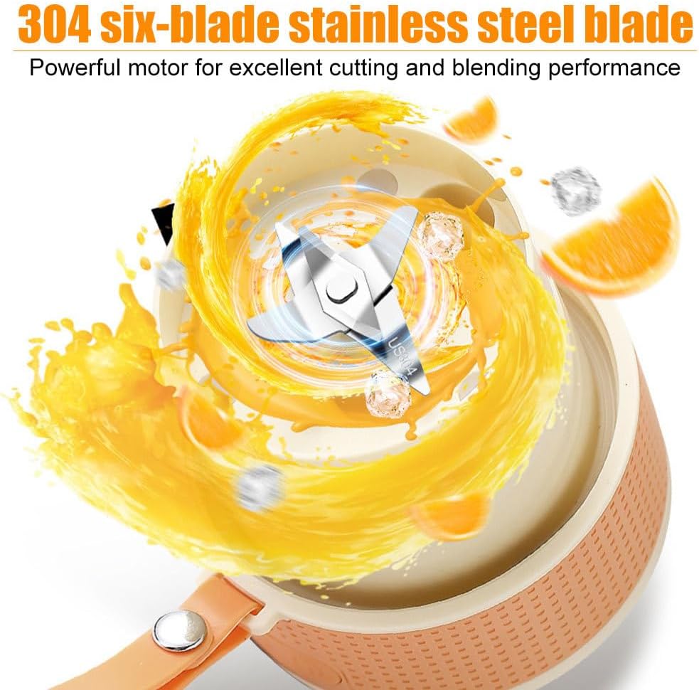 Mini Blender, Portable Fruit Blenders with Straw & Lid, Rechargeable Travel Juice Cup for Smoothies, Shakes, Vegetable