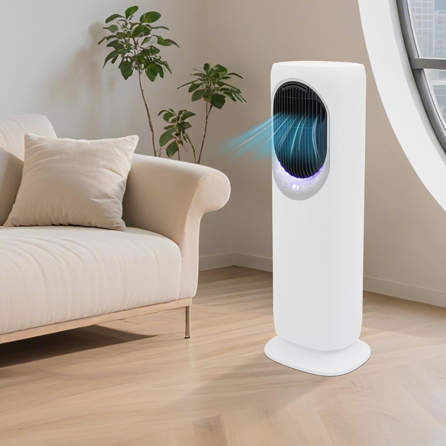 Dual-purpose Heating and Cooling Air Conditioner Fan, Standing Fan and Heater Combo Portable Air Conditioners with Humidification & Remote Control for Bedroom Living Room